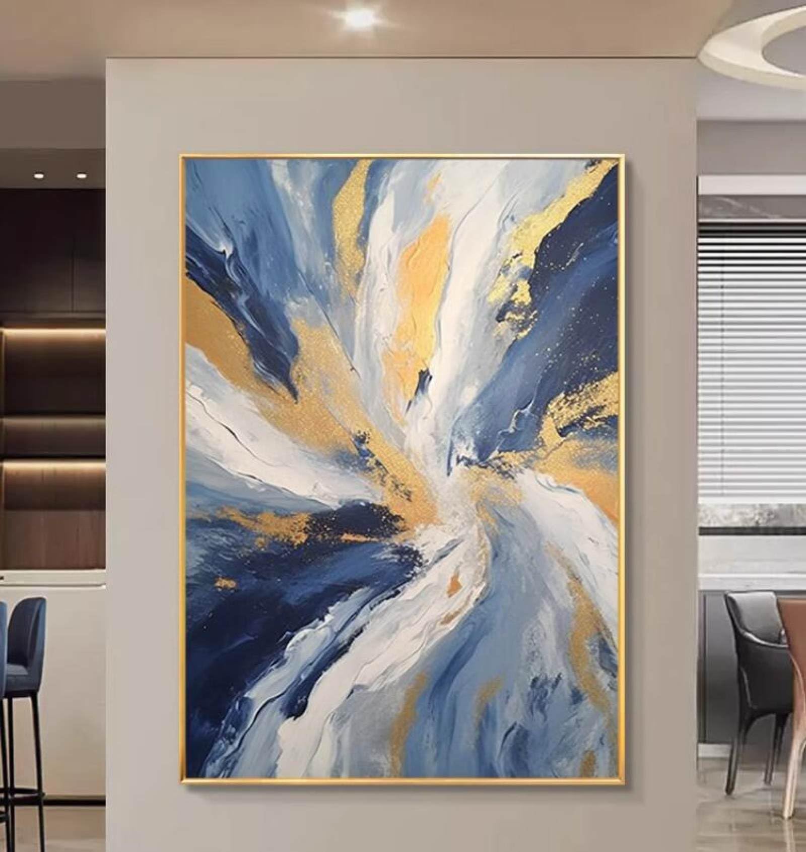 Peinture à l'huile contre les murs vides grand tableau abstrait chic salon
