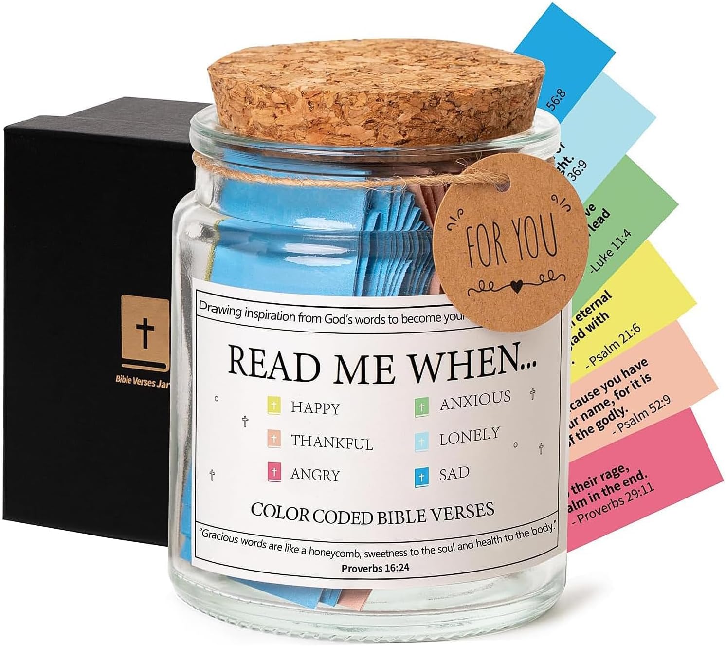 Easter Bible Verse Gift Jar,Hope Prayer Jar with 90 Coloring Scripture,Read Me When Bible Verses for Emotions and Feelings, Glass Prayer Jars & Box for Women, Christian Easter Gifts for Mom