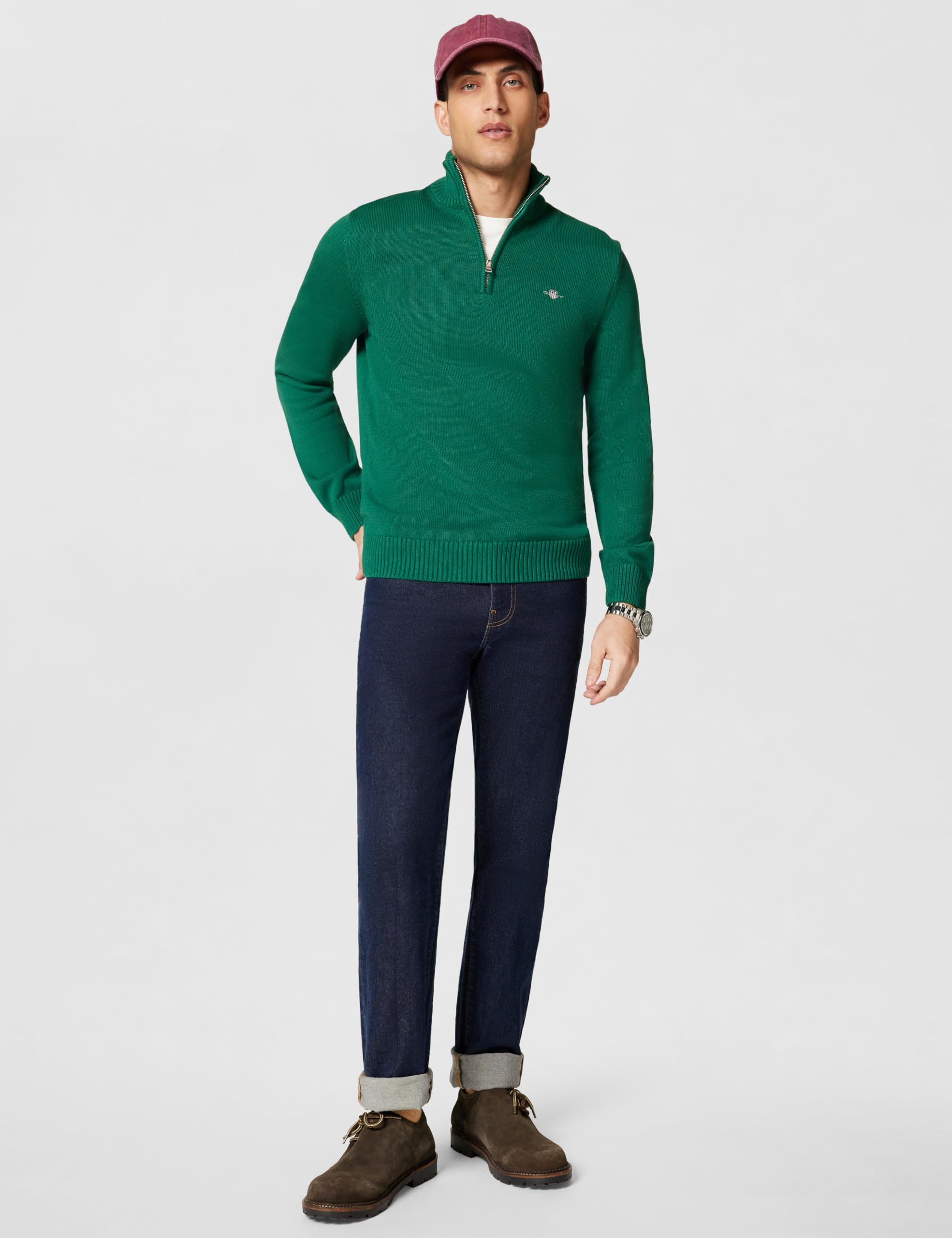GANT Classic Cotton Halfzip Maglione Uomo (Pacco da 1)