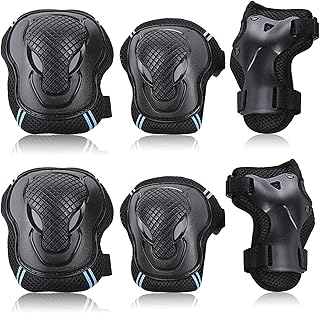 Tomshin Conjunto de joelheiras 6 Kit protetor Joelheiras Joelheiras Protetores de pulso Conjunto de equipamentos de proteção Almofadas de proteção de segurança para andar de bicicleta de skate