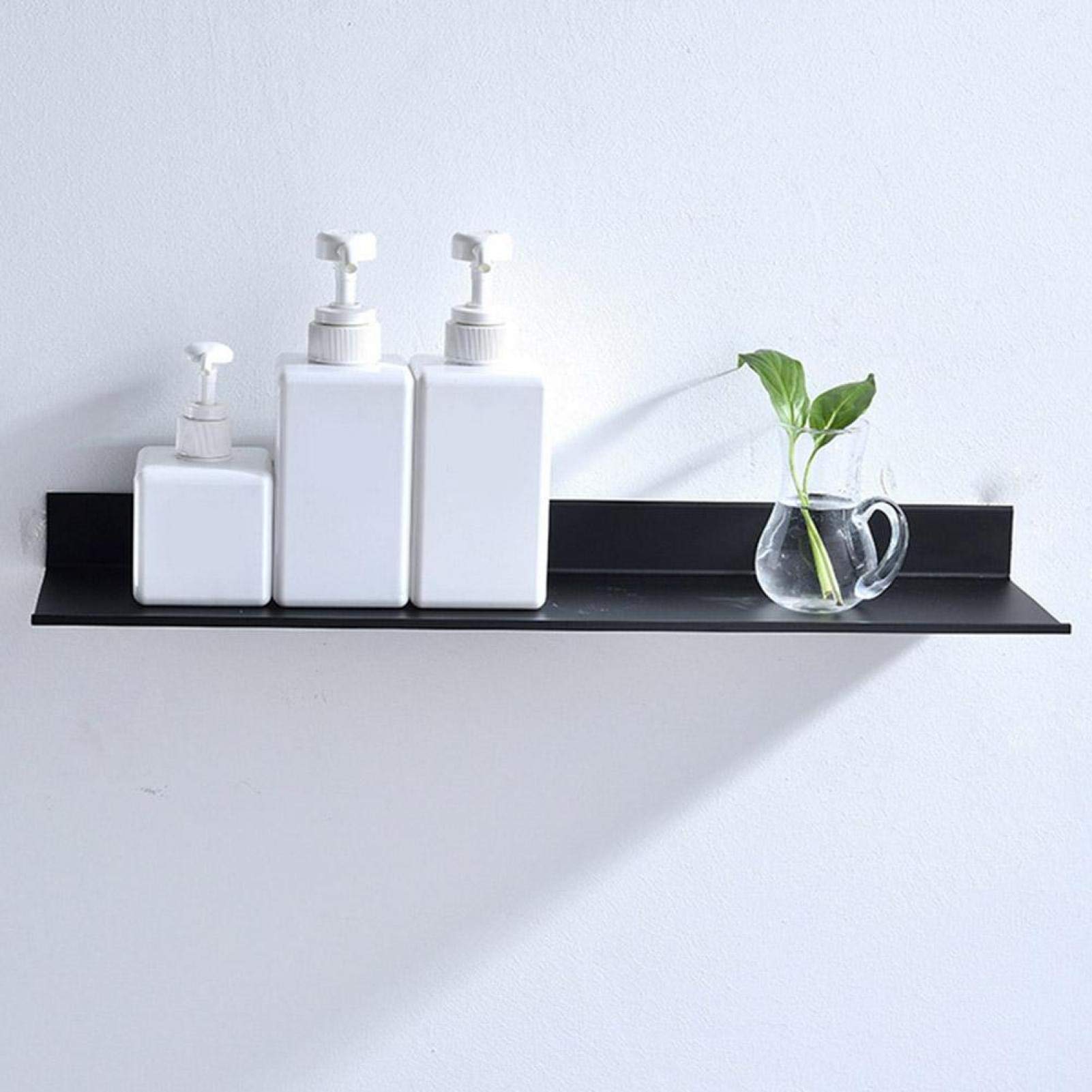 Mensola Da Parete In Alluminio Nero 40 Cm – Con Fori Di Drenaggio, Portata 15 Kg, Per Bagno E Cucina
