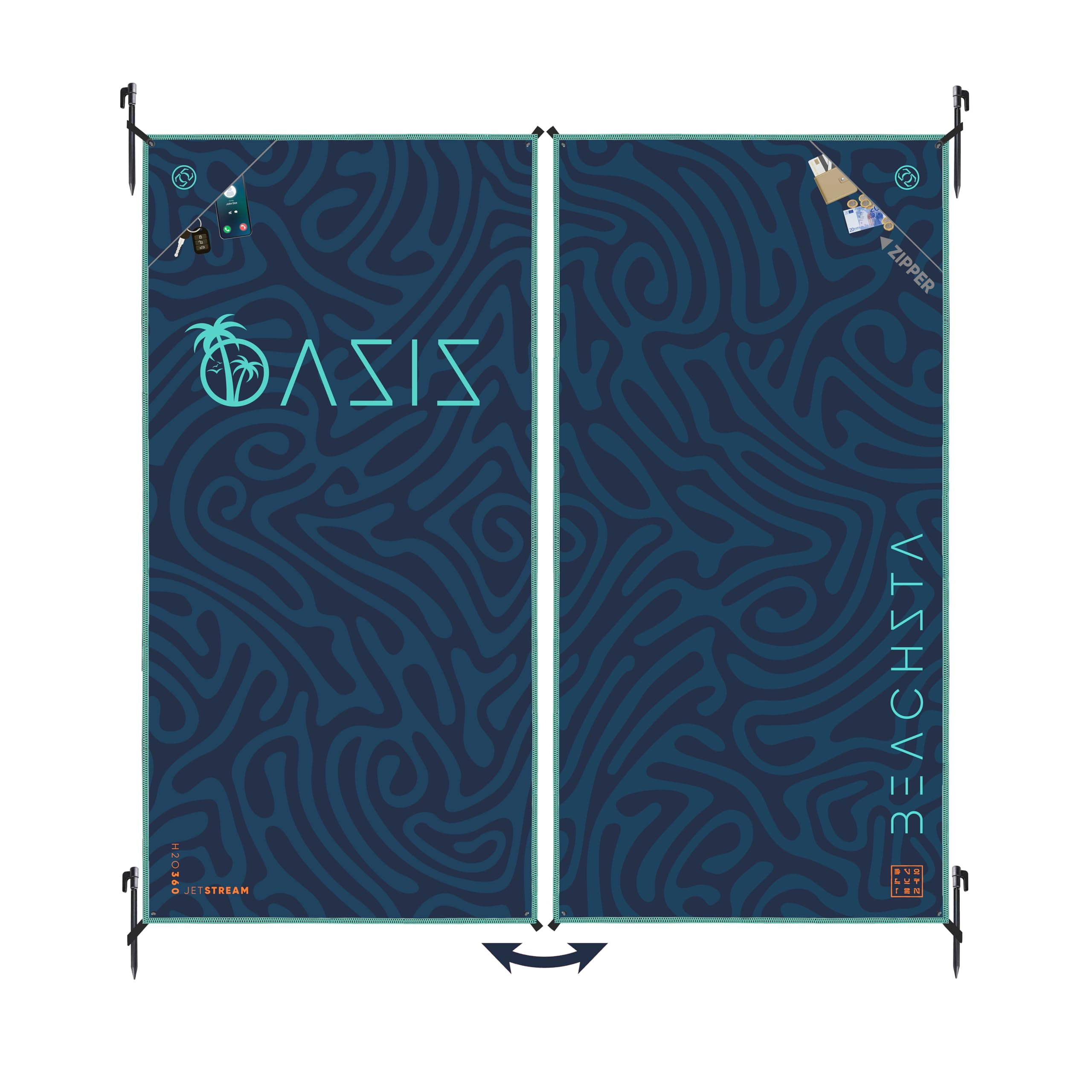 ESSENZZ Beachsta - Innovatives Mikrofaser Badetuch groß / 2X Strandtücher - 2er Set Badehandtuch groß 90x180 = Strandtuch XXL 170x180 Stranddecke Strandmatte