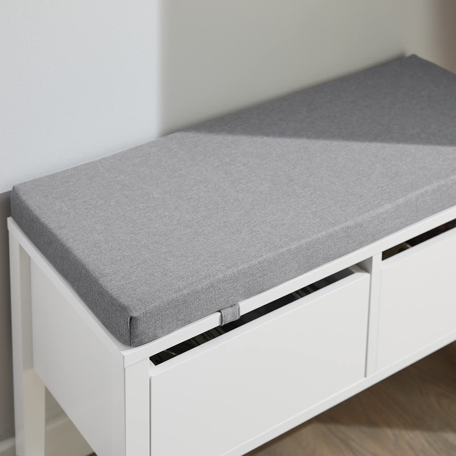SoBuy Panca scarpiera con 2 cassetti 72x30x46cm per ingresso | Cassapanca contenitore con cuscino e 2 grandi cassetti, MDF, carico 150kg, design classico bianco FSR88-W