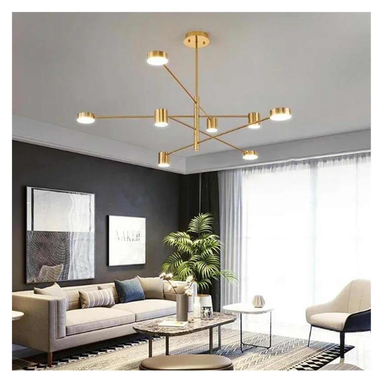 Lampe suspendue nordique créative dorée avec 8 têtes lumineuses LED - 6
