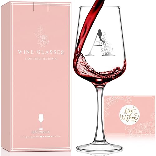 Personalized Gifts for Women Mom Friend Wife Her, Initial Wine