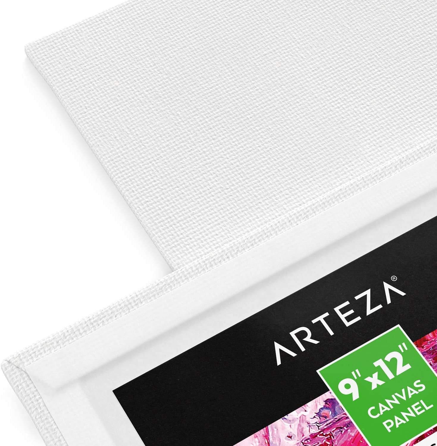 Arteza Canvas Boards for Painting, Pack of 14, 9 x 12 Inches, Blank White Canvas Panels, 100% Cotton, 8 oz Gesso-Primed, Art Supplies for Acrylic Pouring and Oil Painting