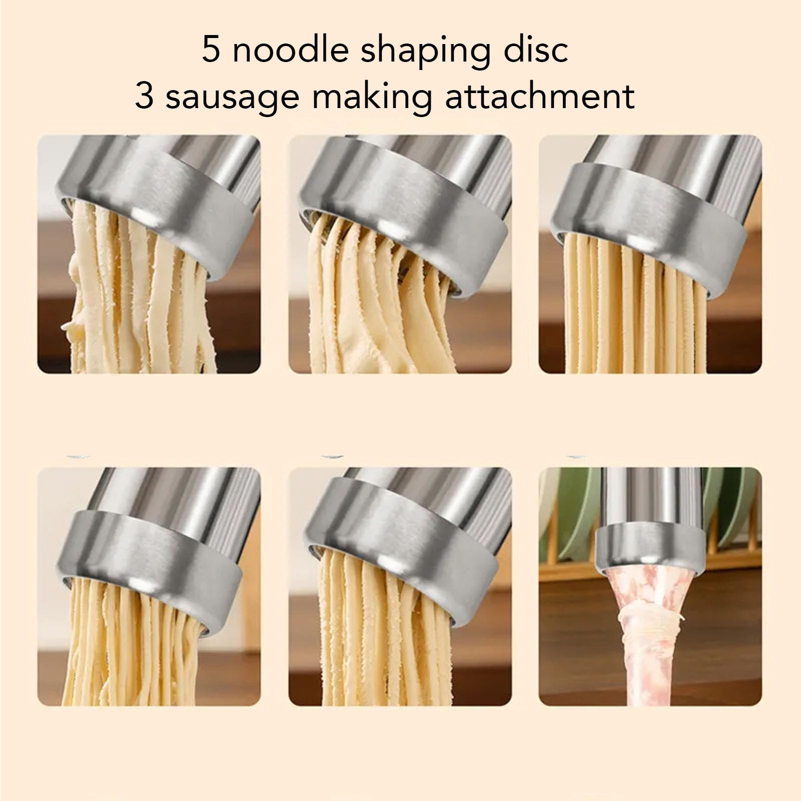 Handheld Electric Pasta Maker, Cordless Pasta Machine Automatic Dough Press Noodle Maker Automatic Homemade Spaghetti Ramen Sausage Making Attachment for Home Use