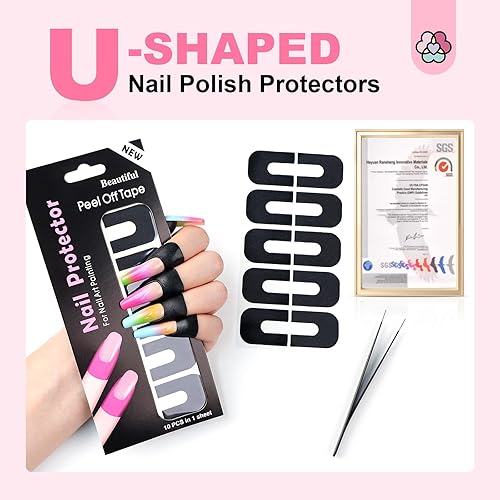 Miniatura 2 de SAVILAND Protector de esmalte de uñas para dedos 100 piezas de protección UV en forma de U, protector de cutículas para pintura de uñas, cinta