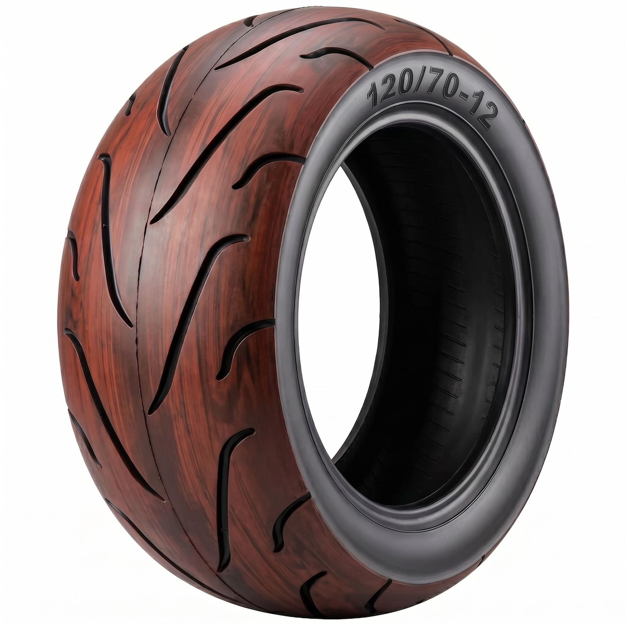 120/70-12 Pneumatico Tubeless, Gomma Moto Rosso Smoke Bomb, Ricambio Ruota Anteriore e Posteriore per Moto Custom, Mostre e Racing Show