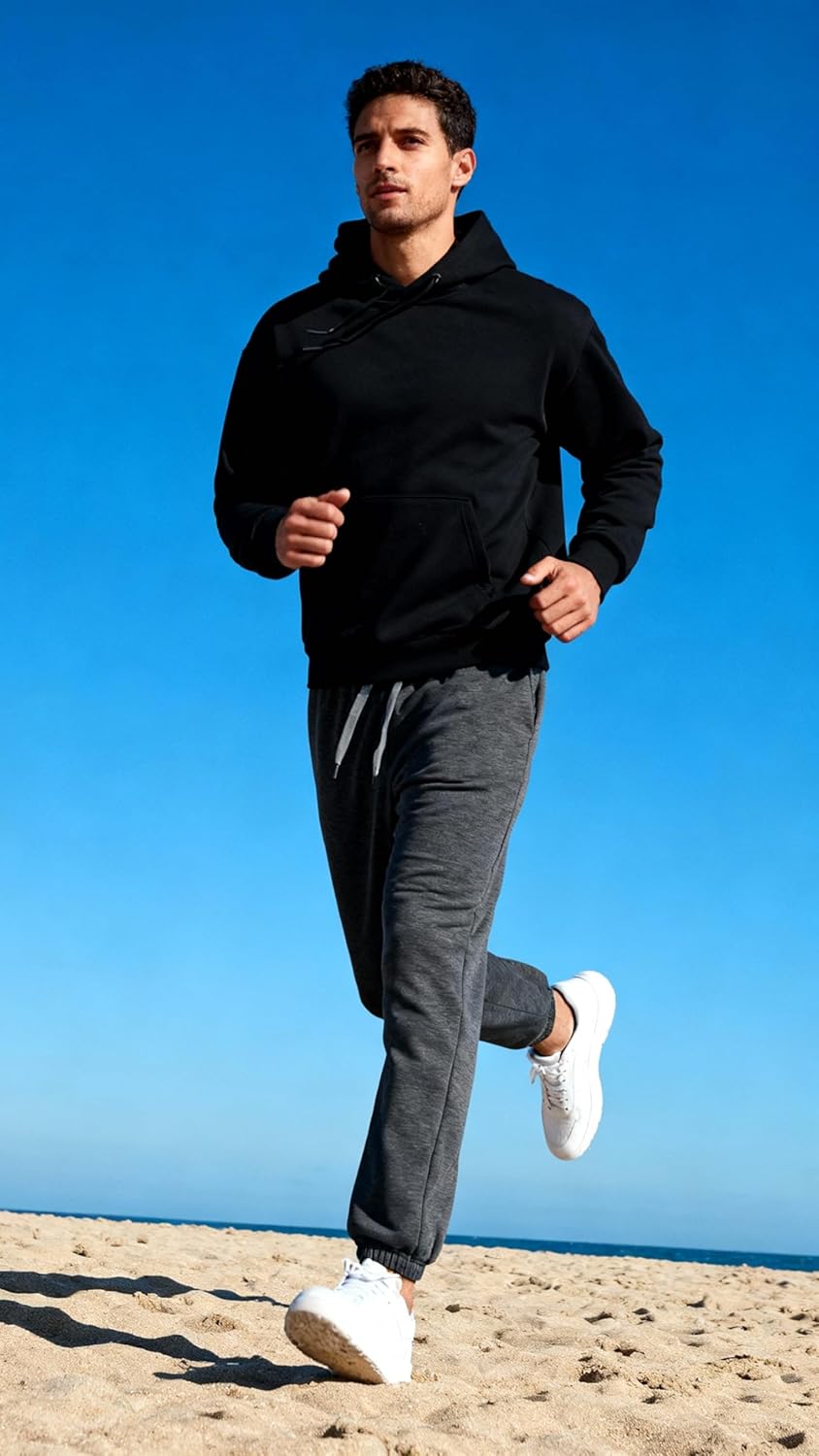 Men's Sweatpants Fleece Joggers Elastic Bottom Pants with Pockets Tapered Athletic Elastic Drawstring Sweatpants for Men - Image 6