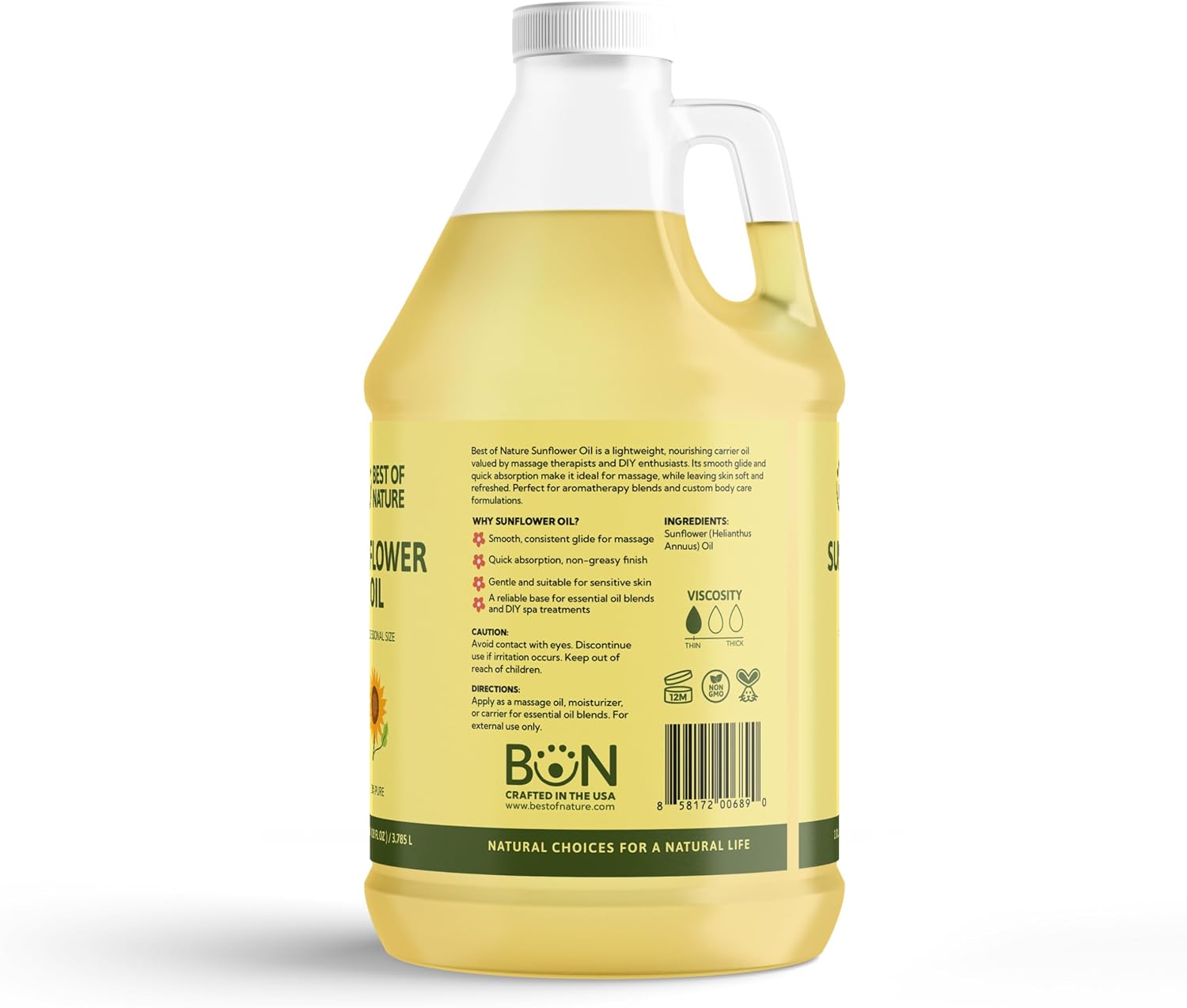 Best of Nature 100% Pure Sunflower Massage Oil, 1 Gallon 128 fl oz image 2