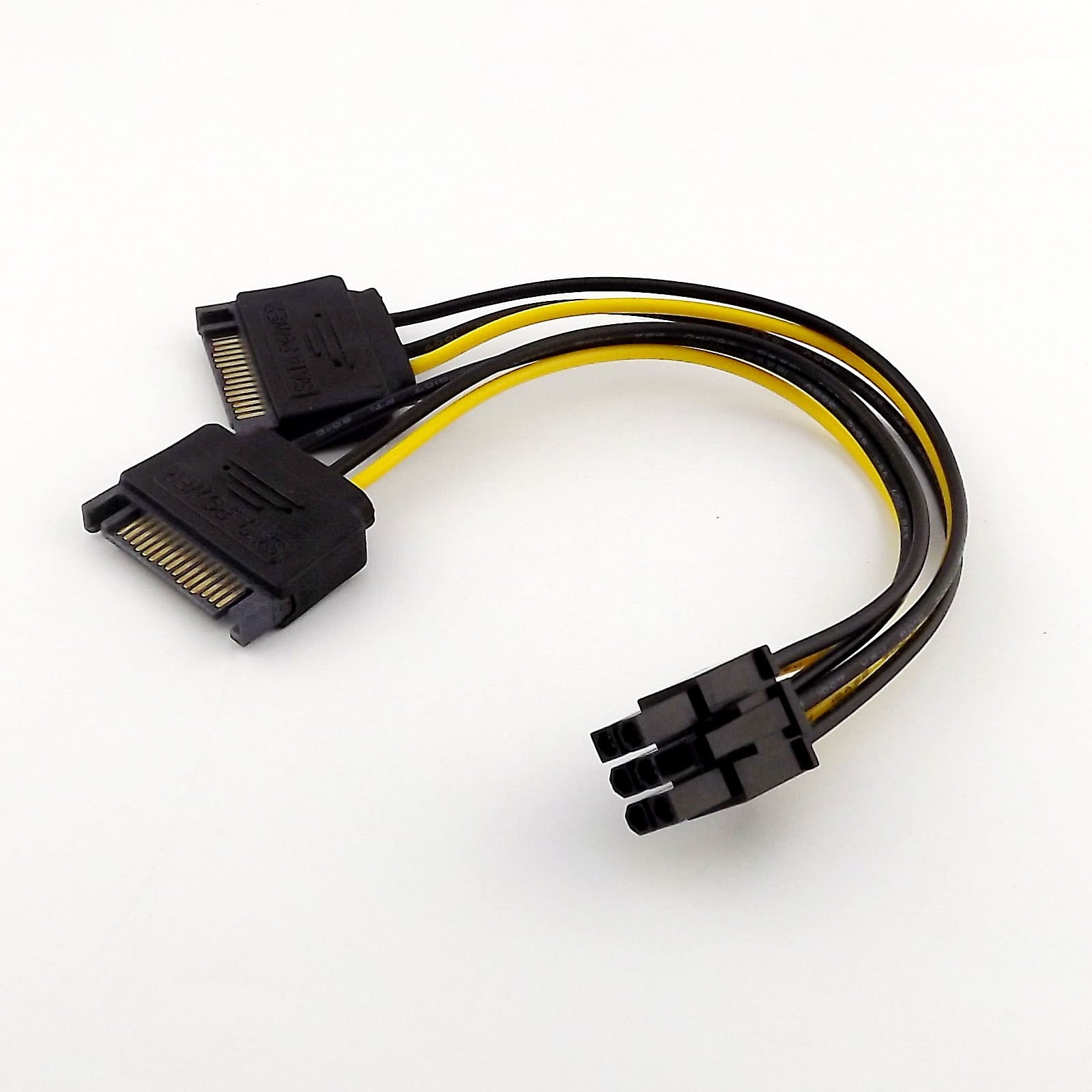 Generic 1pc 2X SATA 15 Pin Male to PCI-E PCI Express 6Pin Video Card Power Adapter Cable