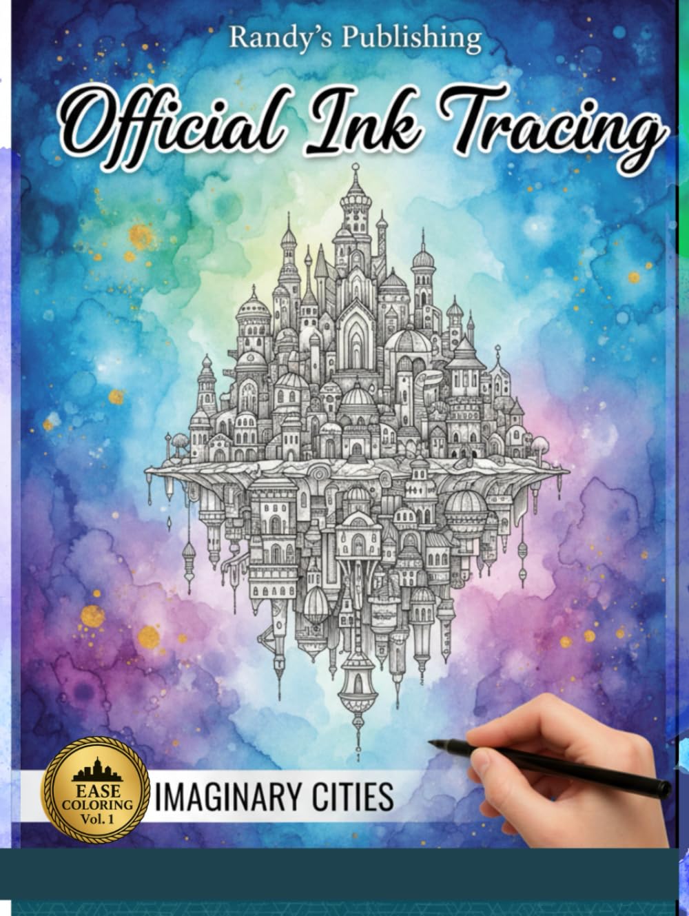 Ink tracing coloring book: 45 Fantasy Cityscapes in Ink Tracing Style — A Monochrome Reverse Coloring Book for Adults to Relax, Relieve Stress, and Enjoy Quick 20-Minute Creative Breaks