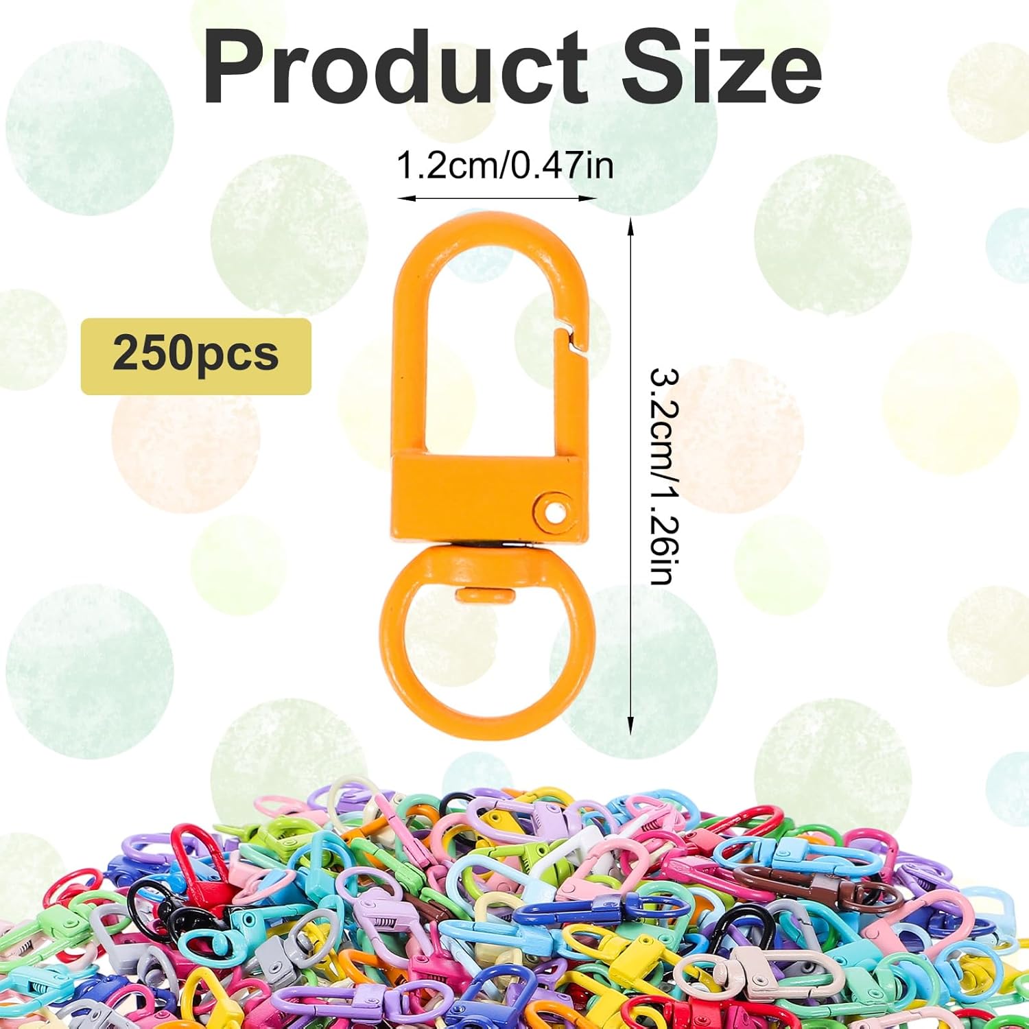 250pcs Swivel Lobster Claw Clasps for Keychains Colorful Lanyard Key Chain Hooks for Craft Metal Keychain Clip Small Keychain Clasp for Jewelry Making Connector Art Crafts - Image 2