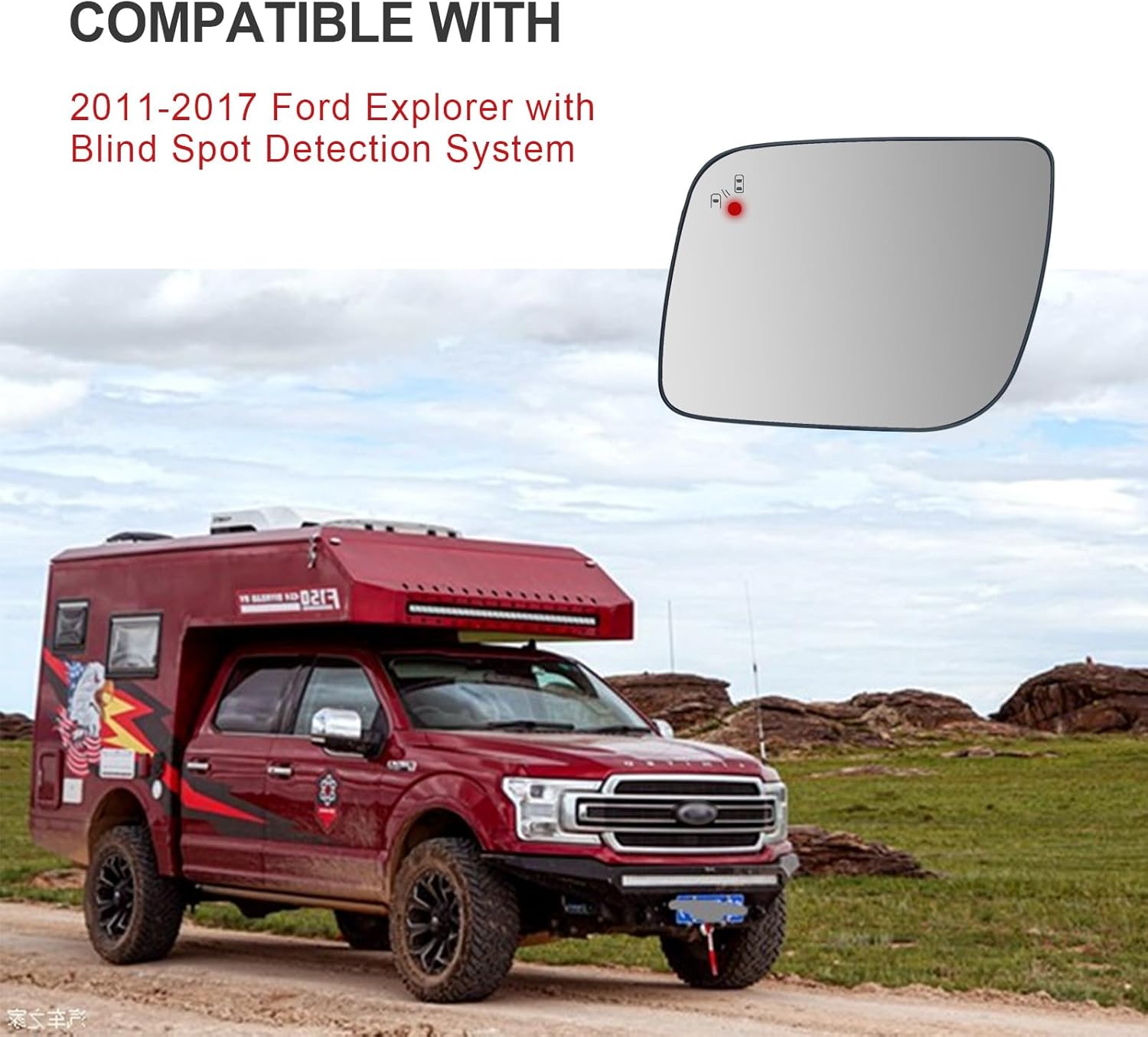 運転席側加熱ミラーガラス フォードエクスプローラー2011-2017ミラー対応 - エクスプローラーミラー用ミラー サイドフォードエ