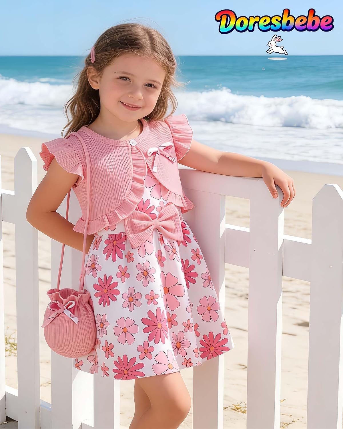 Baby Girl Clothes Toddler Dresses Infant Fall Winter Outfits Little Coat Princess Cardigan Dress Set +Cute Bag image 2