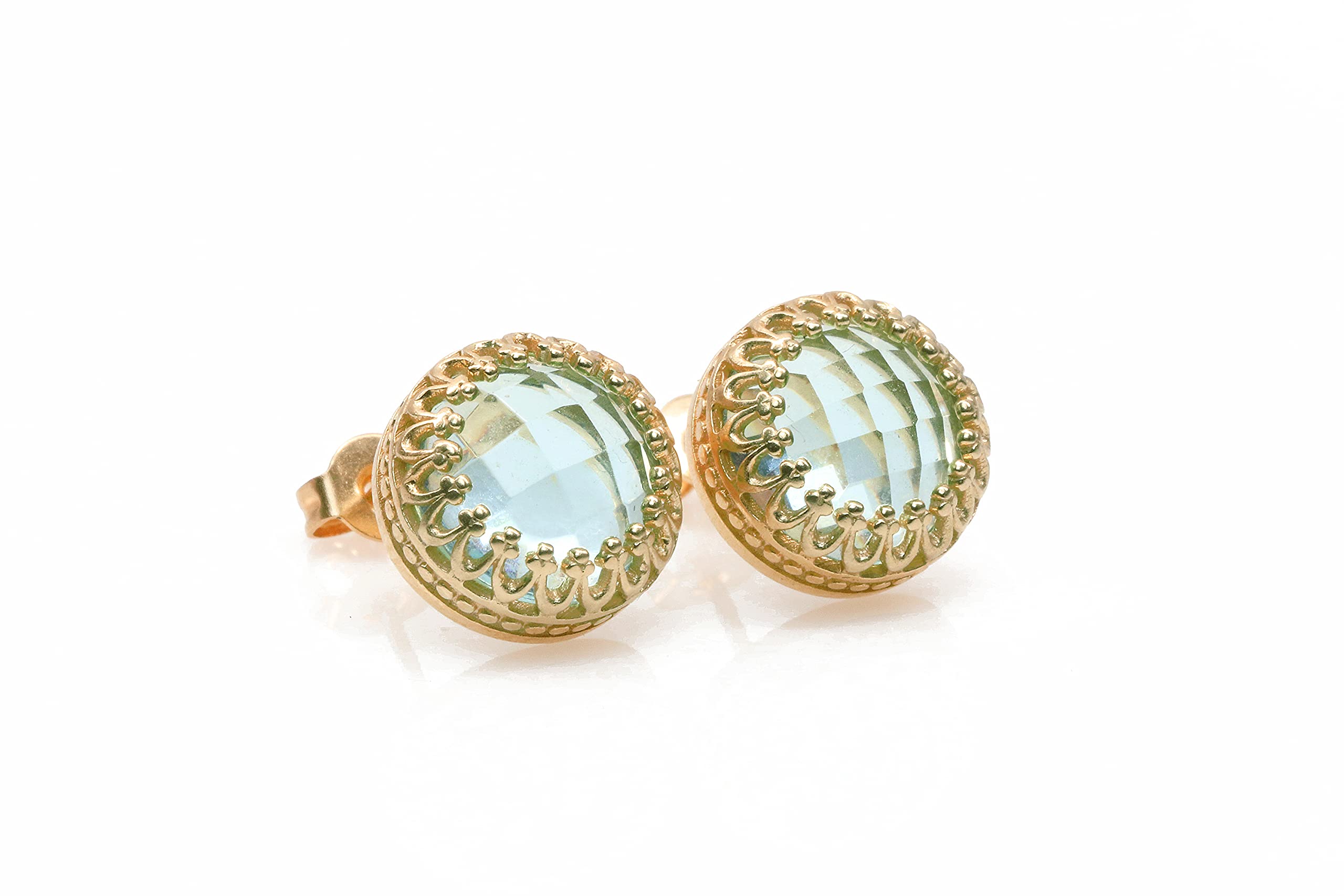 Pendientes de Oro Rosa con Topacio Azul para Mujer - Joyería Fina Hecha a Mano Pendientes Colgantes de Oro para Ocasiones y Uso Casual - con Caja de Regalo