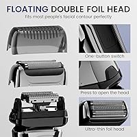 Vista 5 de PRITECH Foil Shaver for Men, Electric Razor with Tight Foil Technology, Skin-Friendly Design, Easy Blade Replacement, Cordless Rechargeable with