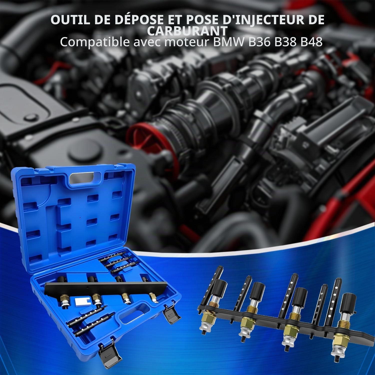 ZKTOOL Kit d'Outils de Retrait et d'Installation d'Injecteur de Carburant | Pour BMW B36 B38 B48, Équivalent à OEM 83302385417, Ensemble Professionnel d'Extraction, Matériel Durable de Réparation