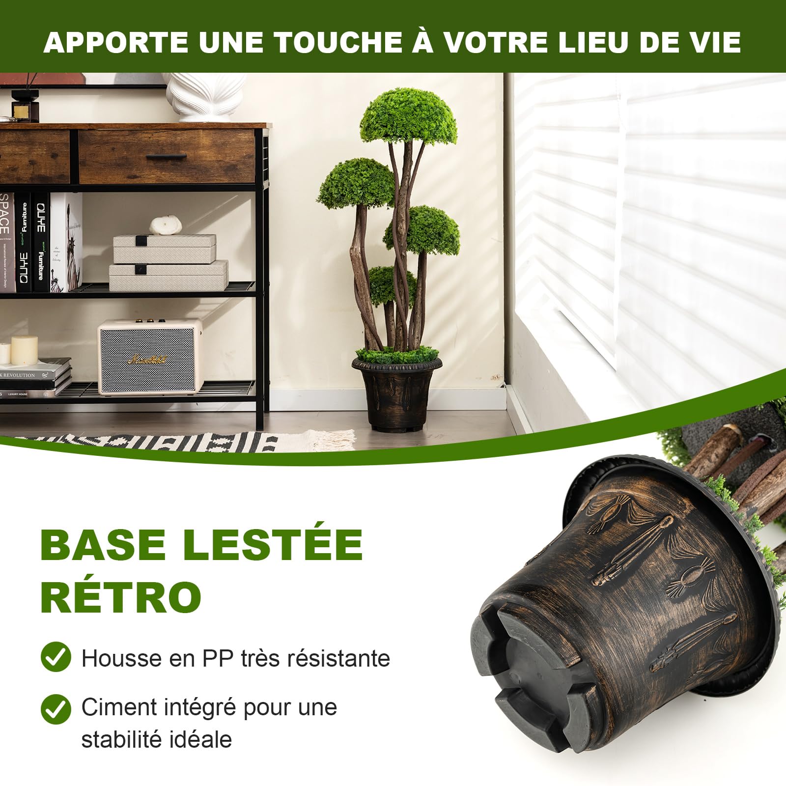Set de 2 Arbres de Cèdre Artificiels 90 cm en Pot, Plantes Décoratives Set de 2 Arbres de Cèdre Artificiels 90 cm en Pot, Plantes Décoratives