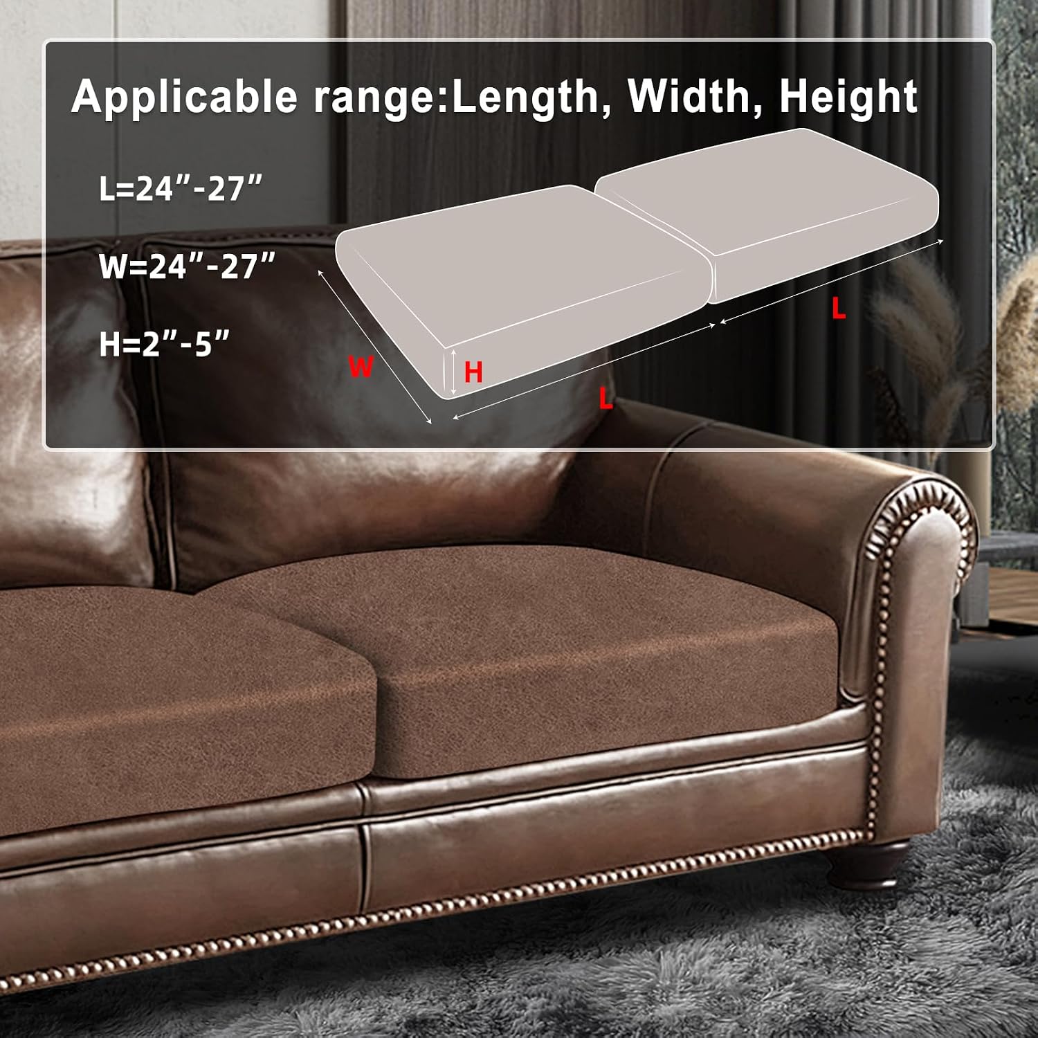 Condition photo showing New/Like New for anarachon leather look couch cushion covers sofa seat slipcovers sets couches furniture protector for sectional armchair loveseat pets kids stretch spandex fabric (2 cushion loveseat, brown) 2 cushion loveseat 01 brown