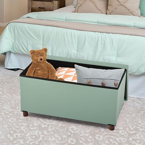 Miniatura 5 de Banco Otomano de Almacenamiento para Sala de Estar con Bandeja, Taburete para Dormitorio, Tapa para Mesa de Café, Reposapiés con Patas, Extremo de