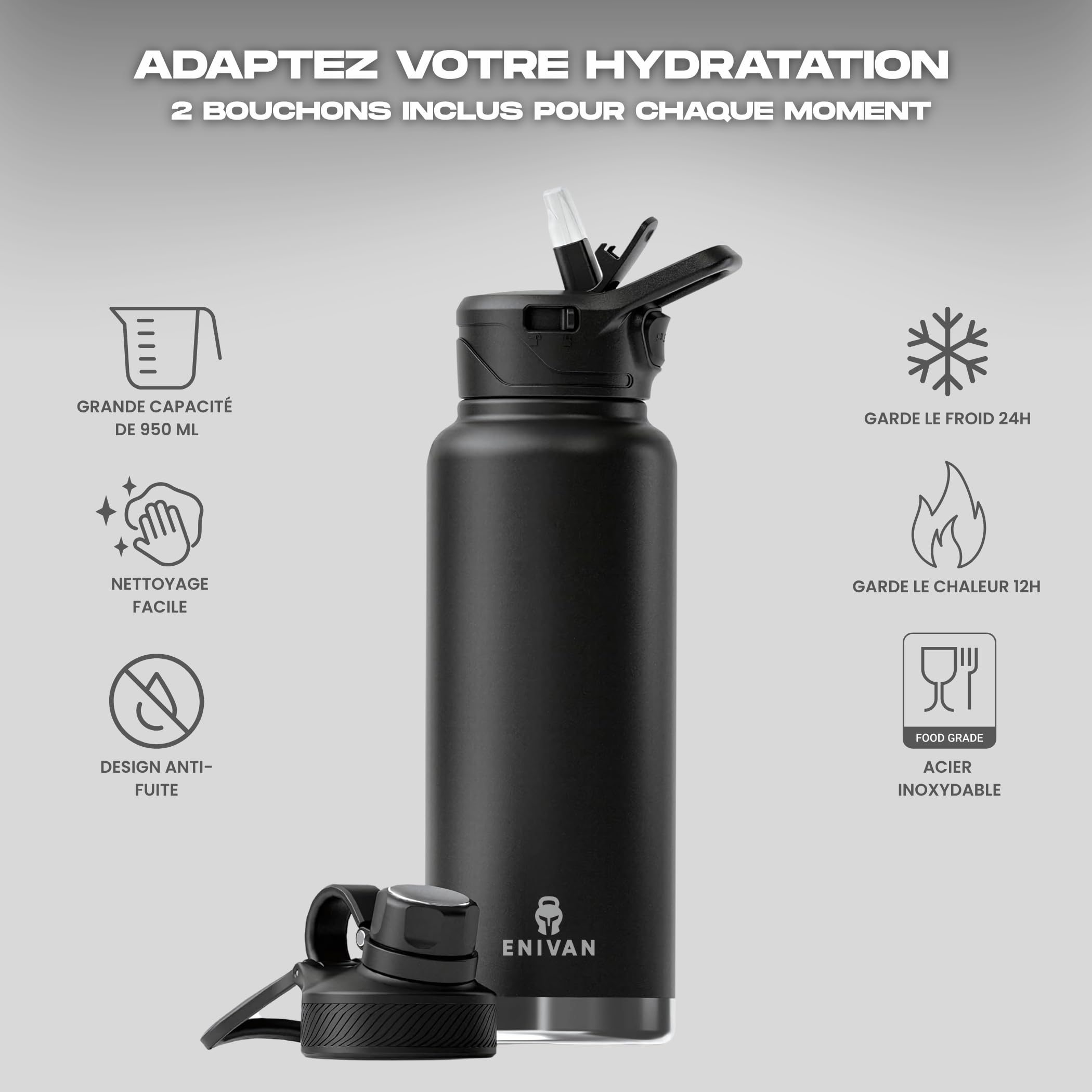 Pack Sac de Sport Magnétique + Gourde Isotherme 1L – Aimant Puissant, Étanche, Poche Téléphone, Bandoulière Ajustable – Gym, Fitness, Muscu