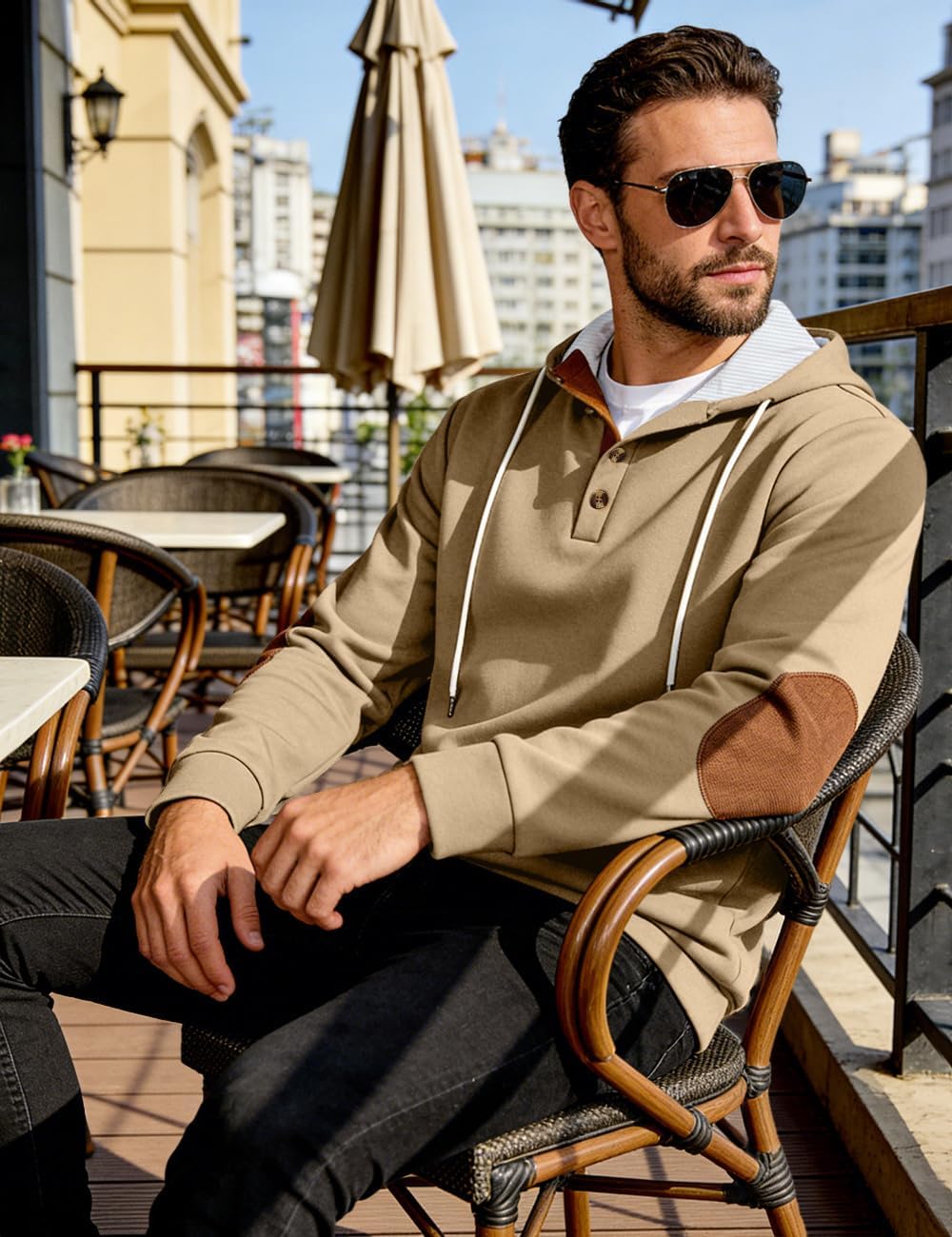 Men's Casual Hoodies Sweatshirts Fashion Long Sleeve Soft Fashion Pullover Hoodie Loose Fit drawstring Hooded - Image 3