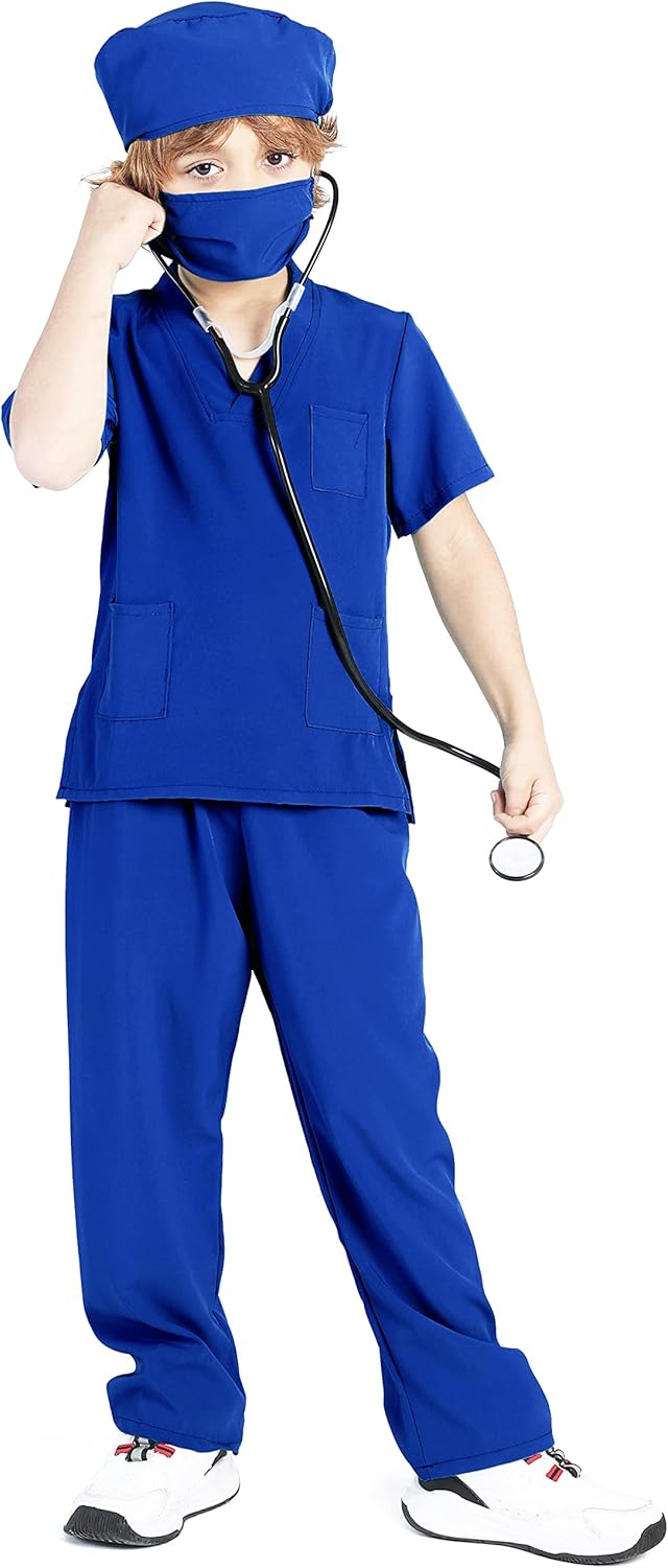 Kids Nurse Outfit Kids Doctor Costume Set 5-Piece Medical Scrubs