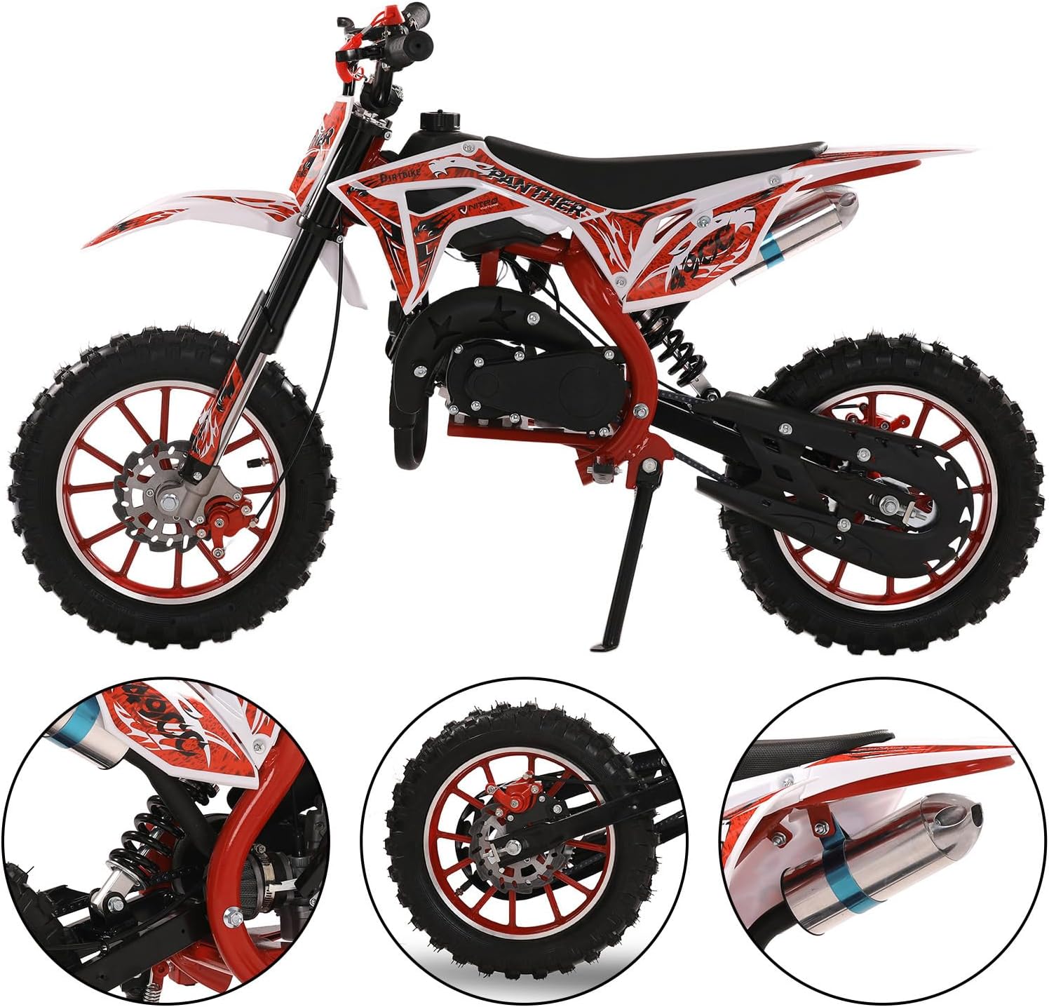 50CC Dirt Bike Mini Gas Pocket Bike Mini Motorcycle,2-Stroke Pocket Rocket Motorcycle Gas Motorbike with Front Rear Disc Brakes,Max Speed 25MPH,Dual Headlights from USA Fast Arrival Red