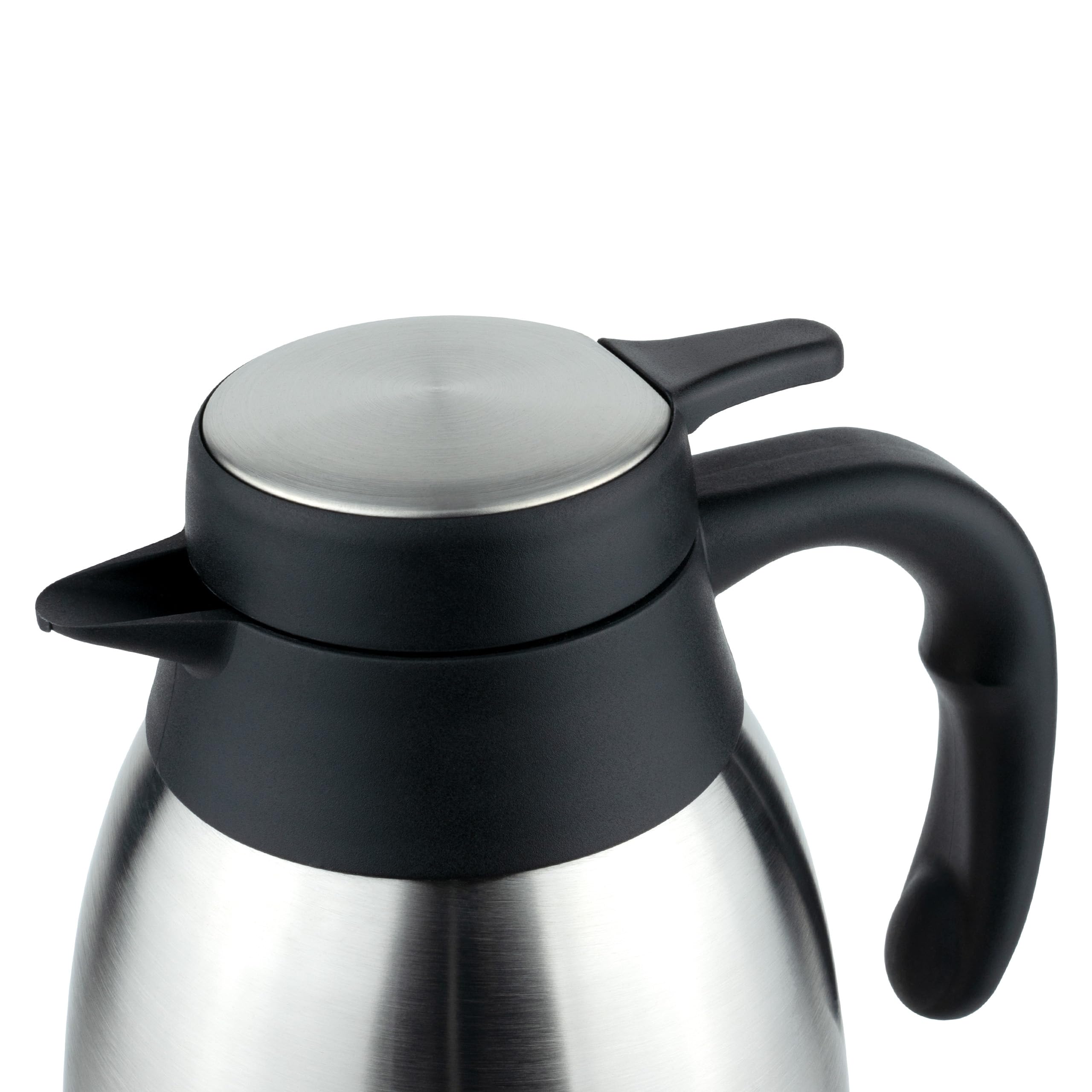 Pioneer Caraffa per caffè sottovuoto, acciaio inossidabile, finitura satinata, coperchio piatto in acciaio inossidabile, 2 litri