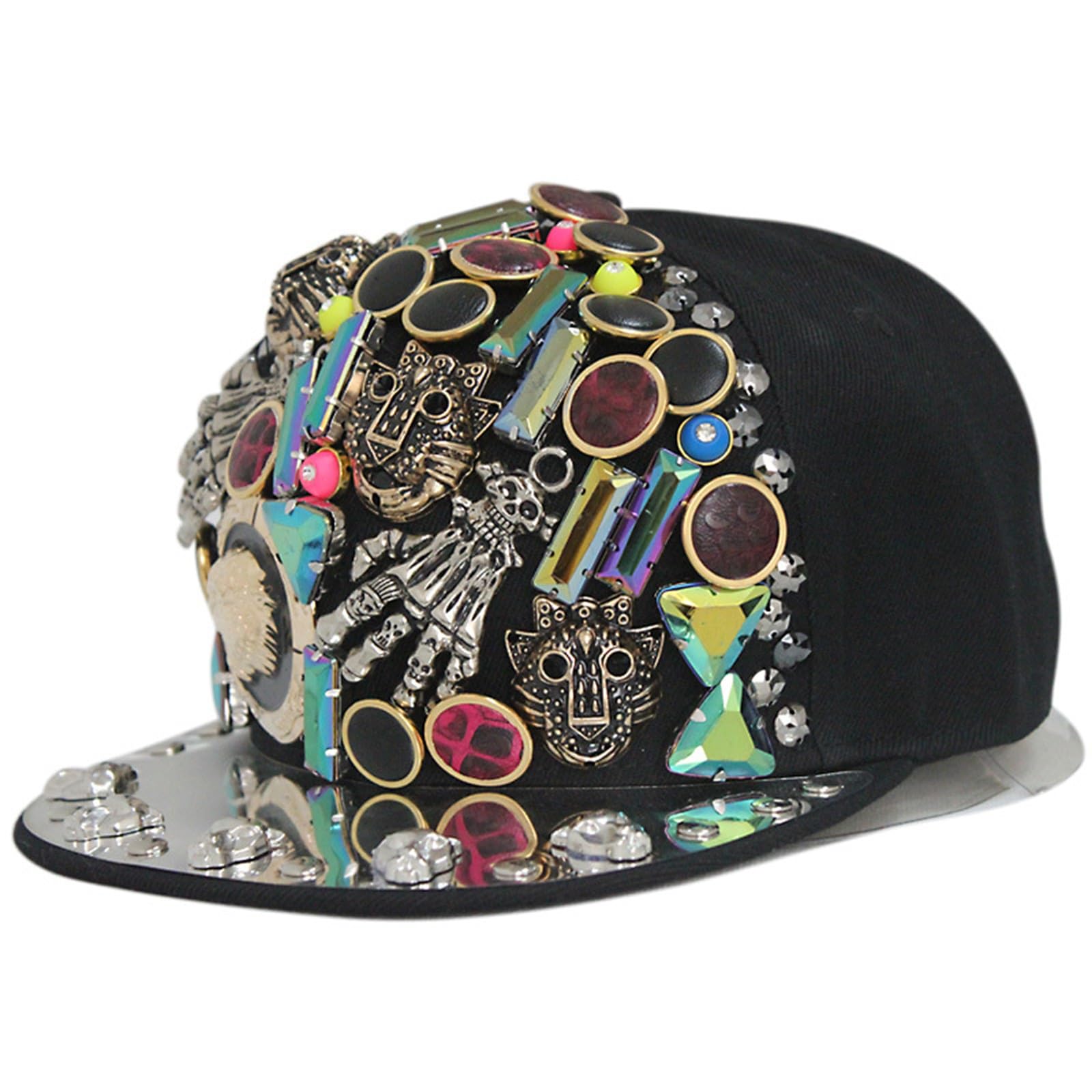 Gorra de Béisbol Gorra de béisbol con Remaches Punk for Coser Hip Hop Visera Plana para Deportes de Golf