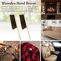 Vista 5 de 2 Piezas Cepillo de Polvo de Madera Escoba de Mano Cepillo de Banco con Mango Largo de Madera Cepillo de Batir Cepillo de Cerdas Suave para Limpieza