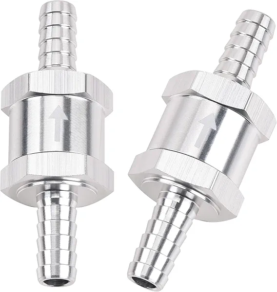 EVIL ENERGY 5/32" Fuel Check Valve One Way Inline Non Return Diesel Gasoline Silver(4mm OD,2PCS)
