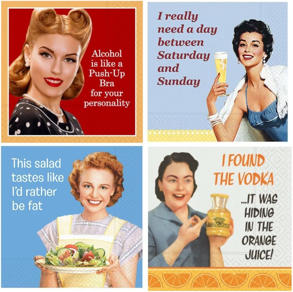 Funny Cocktail Napkins Women Snarky Sarcastic Variety Pack 40 Total Napkins