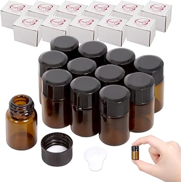 Beauticom 2ML Amber Glass Vial 144 Pieces with Orifice Reducer