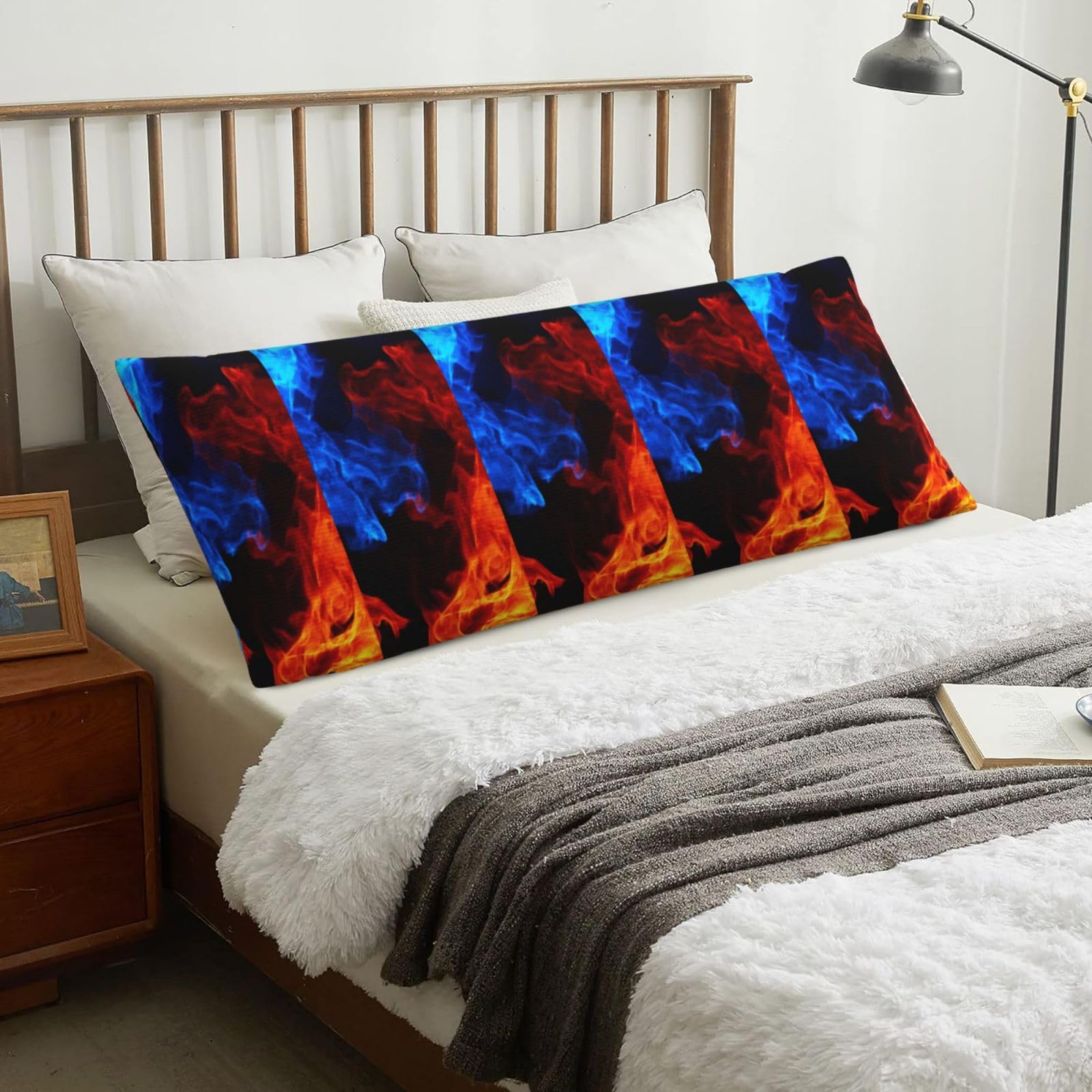 Red And Blue Flame, Body Pillow Cover with Zipper,Long Body Pillowcase 20 x 60 in