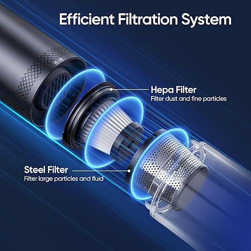 Miniatura 7 de Aspiradora de automóvil, aspiradora de mano de alta potencia de 15000 Pa, pantalla LED, 2 velocidades, tiempo de funcionamiento de 30 minutos, taza