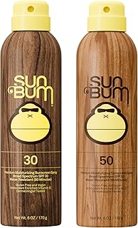 Sun Bum Original Spf 30 and 50 Sunscreen Spray Vegan and Hawaii 104 Act Compliant (Octinoxate & Oxybenzone Free) Broad Spectrum Moisturizing UVA/UVB Sunscreen With Vitamin E 2 Pack