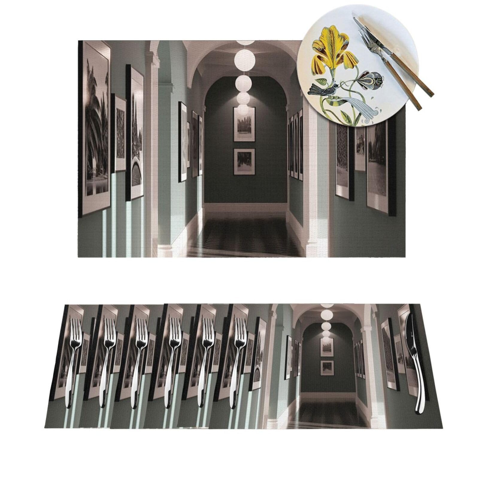 Lot de 6 sets de table en PVC tissé lavable pour salle à manger