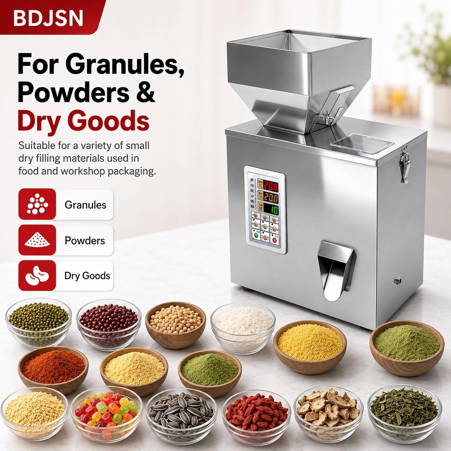 Distributeur électrique de poudres et de particules avec pesage automatique, capacité de remplissage de 1 à 50 g