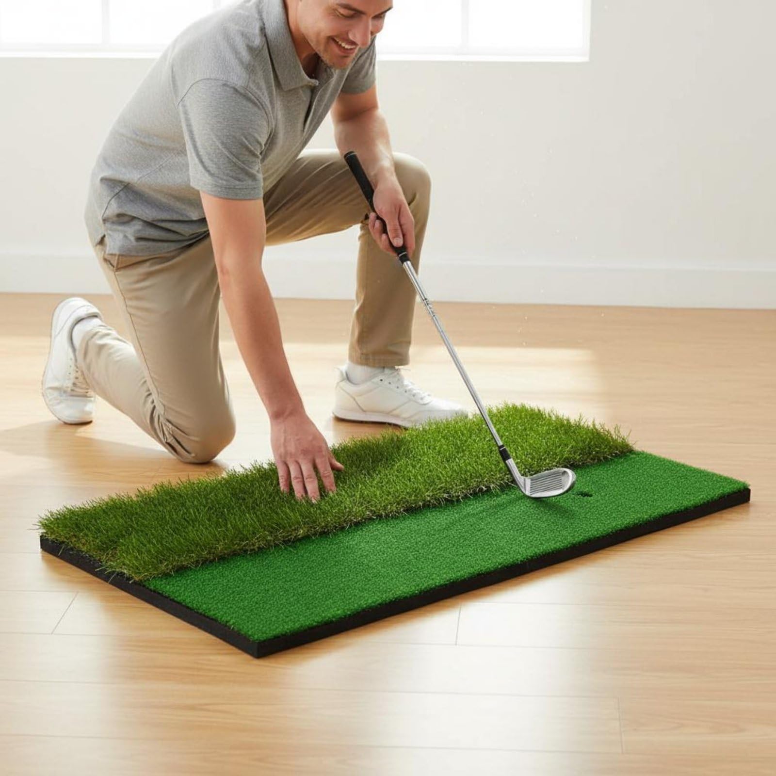 Sharplace Alfombrilla de Práctica de Golf Tapete de Golpeo Esterilla de Entrenamiento Colchoneta de Swing Doble Textura con Base EVA Estable para Entrenamiento