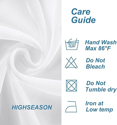 Miniatura 7 de HIGHSEASON Cortinas traslúcidas blancas de 84 pulgadas de largo, con bolsillo para barra de cortina, cortinas para sala de estardormitorio (blanco,