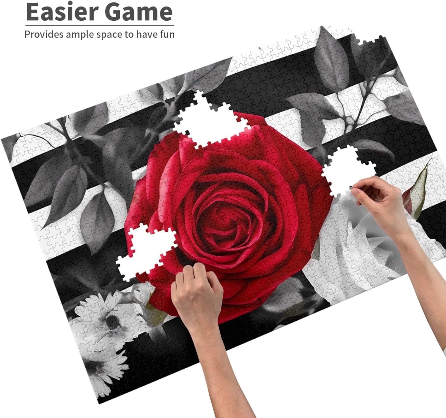 1000PCS Jigsaw Puzzle for Adults Personalized Picture Puzzle Rose Flowers Customized Wooden Puzzle for Family, Birthday, Wedding, Game Nights Gifts Animal Puzzle 29.5x19.7 inches