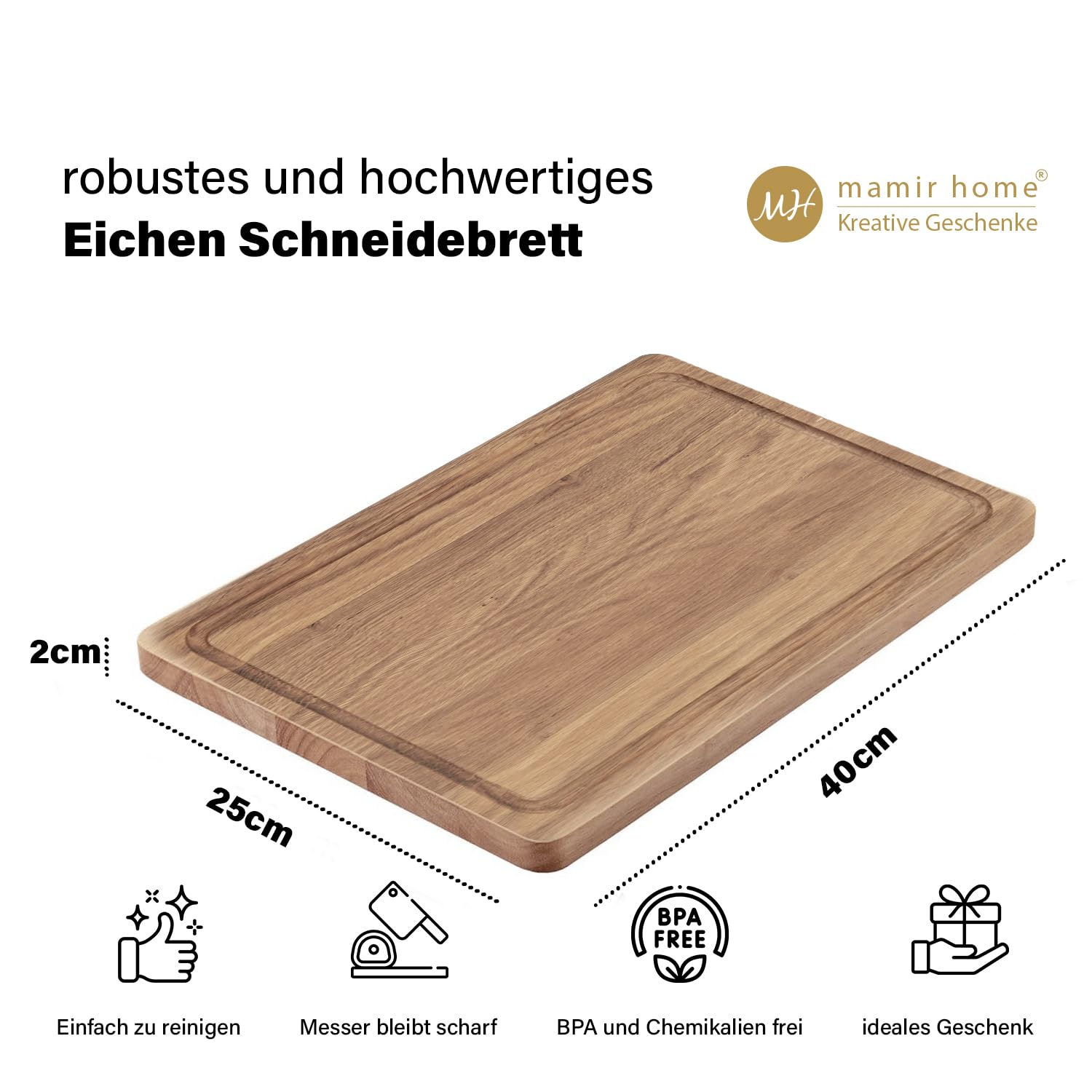 Hochzeitsgeschenk personalisiert mit Name | XL Schneidebrett Holz | Hochzeitsgeschenke für Brautpaar | Jahrestag Geschenk für ihn sie | Eiche 40x25x2cm | Geburtstag Männer Frauen (Herzen)
