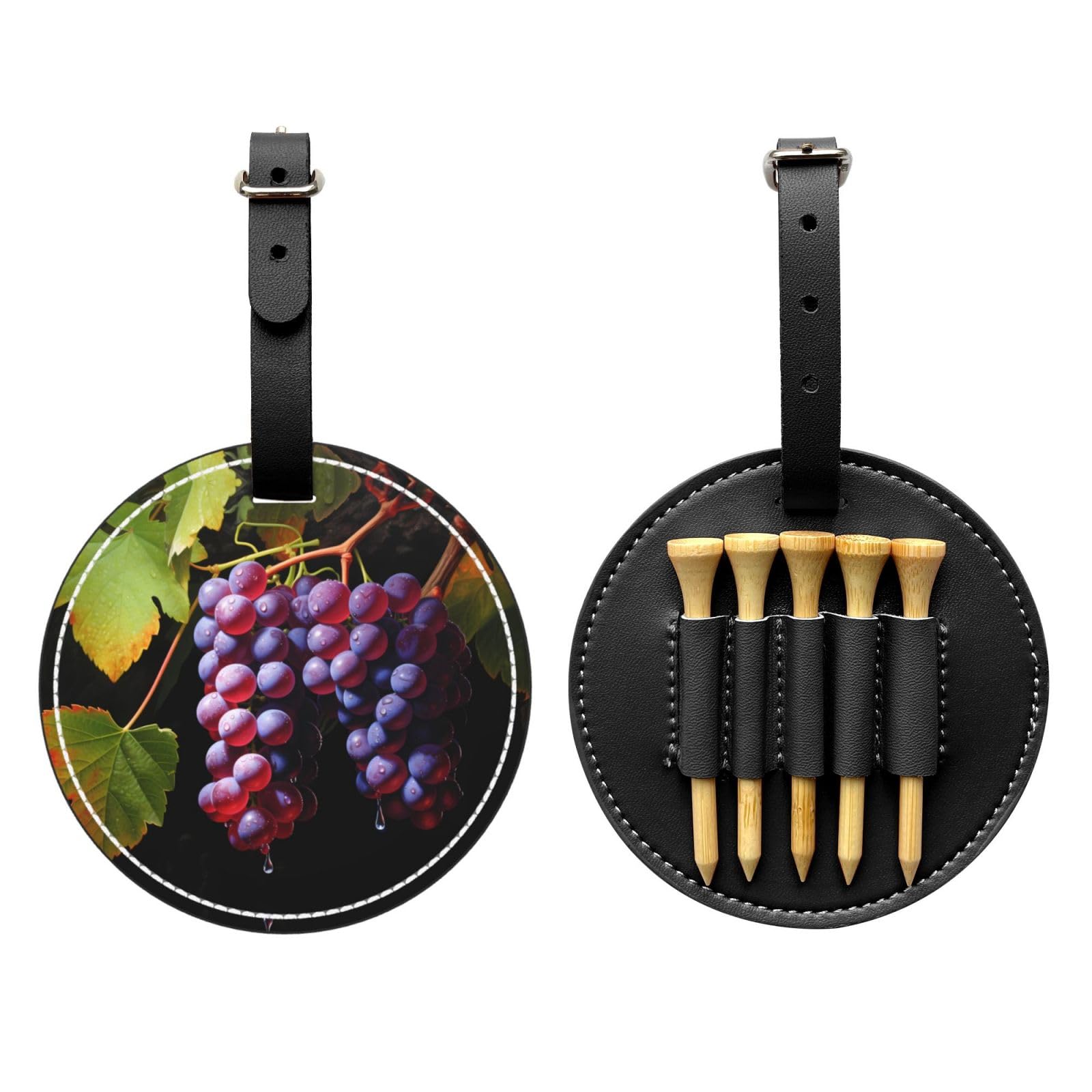 Fresh Grapes Black Golf tee Storage Bag - Durable and wear-Resistant Golf Accessories
