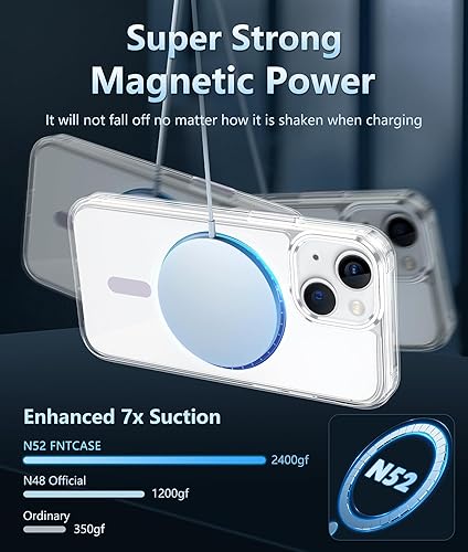 Miniatura 858 de Fntcase Funda para iPhone 15 Plus y 14 Plus de 6.7 pulgadas, magnética, a prueba de golpes de grado militar, antiamarilleo, delgada, protectora