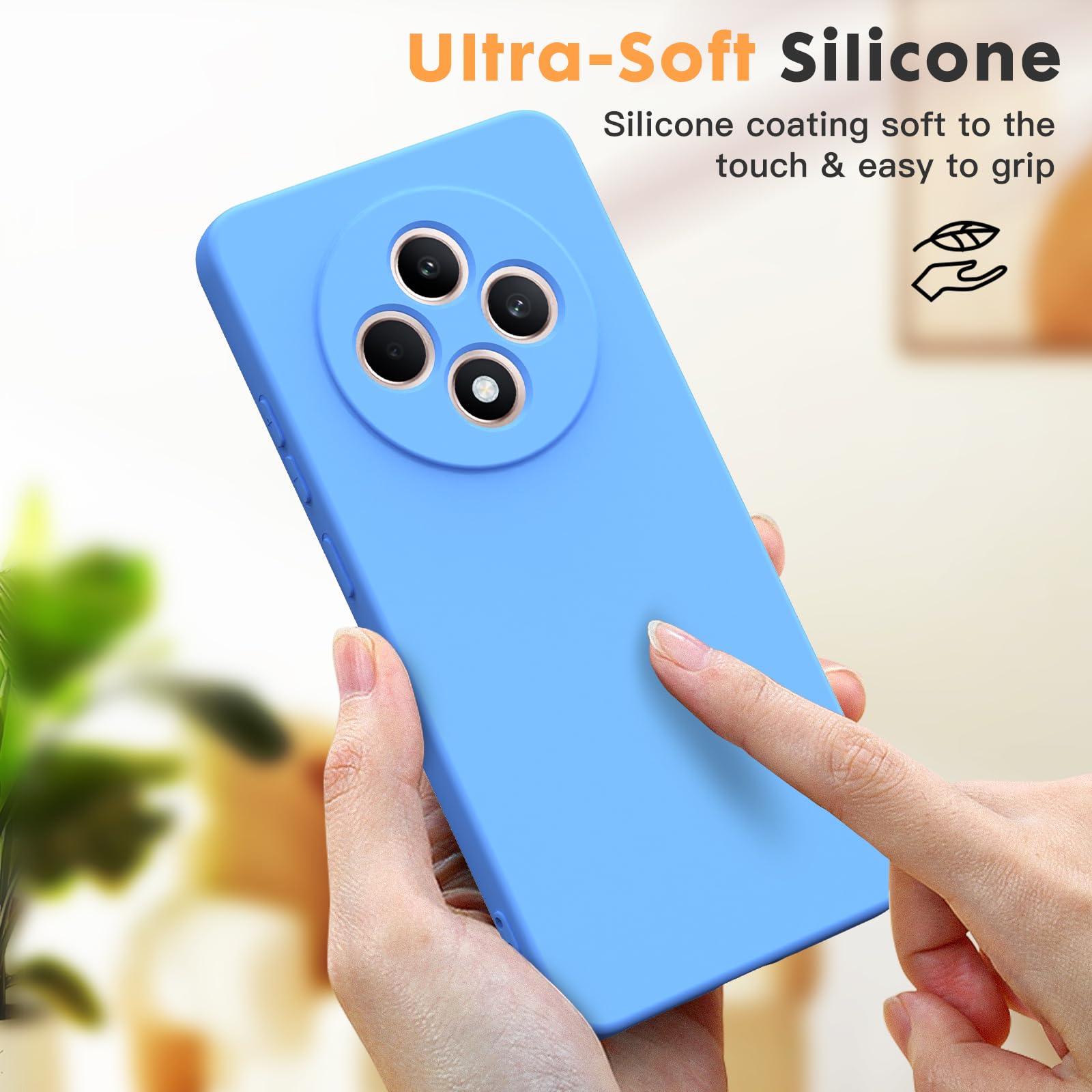 Byvuwiay Cover per OPPO Reno 12F / Reno 12 FS 5G, Morbida Silicone Liquida TPU Protettivo Ultra Slim Custodia Antiurto, Custodia Compatibile con OPPO Reno 12F / Reno 12 FS 5G - Blu cielo