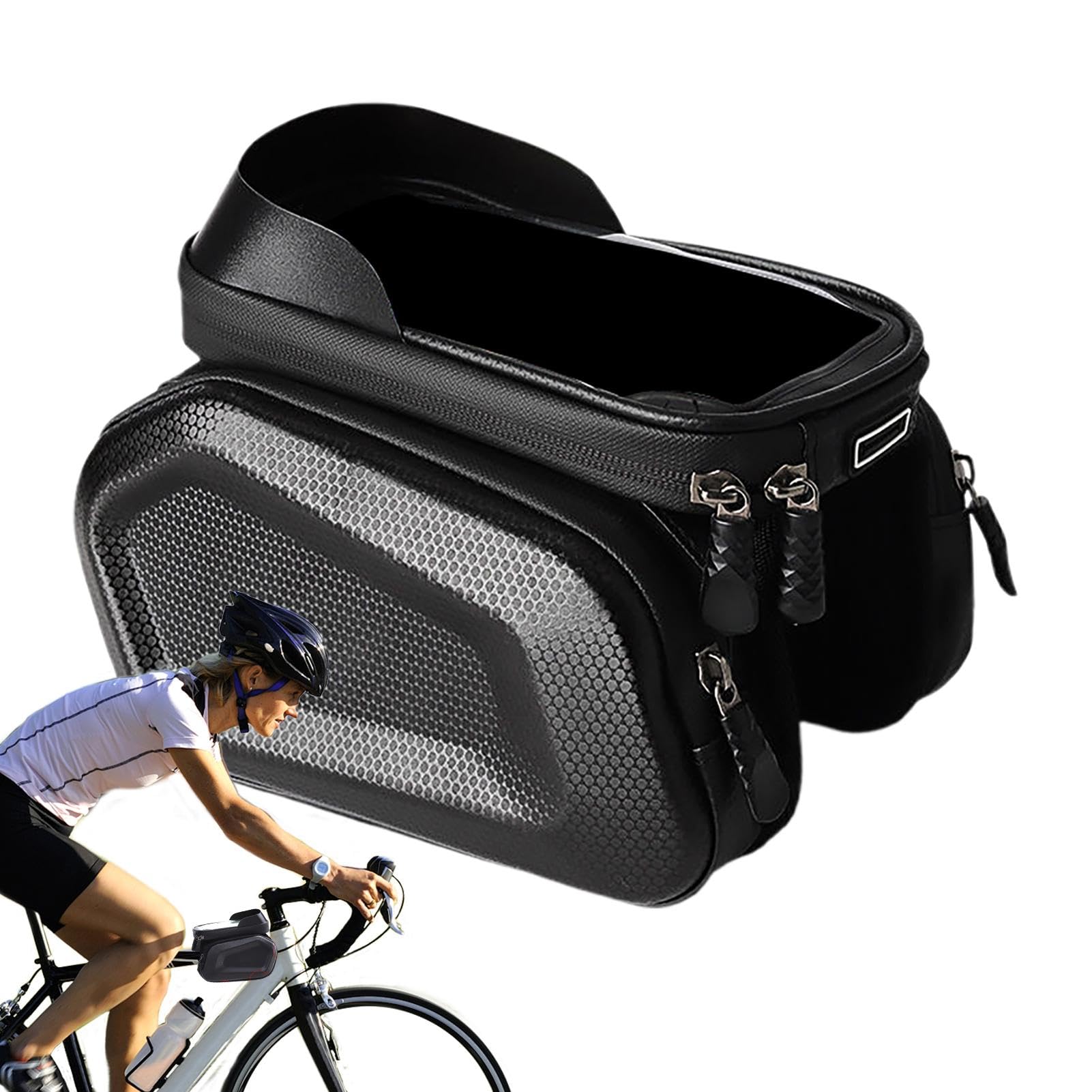 Sac De Cadre De Vélo Anmeilu Avec Support Téléphone - Léger Et Bandes Réfléchissantes