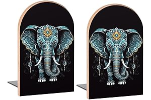 Vintage Indian Lotus Ethnic Elephant Book Ends